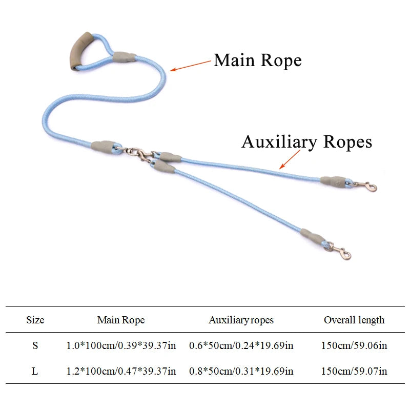 Strong Dual Dog Leash with Soft Handle