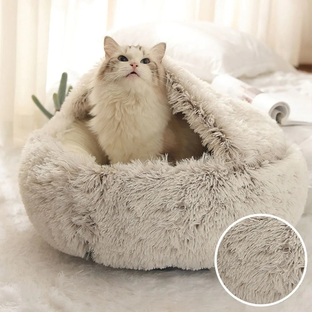 Enclosed Cat Nest Round Sleep Bed Cozy Soft Cat Bed Private Comfort for Cats USA