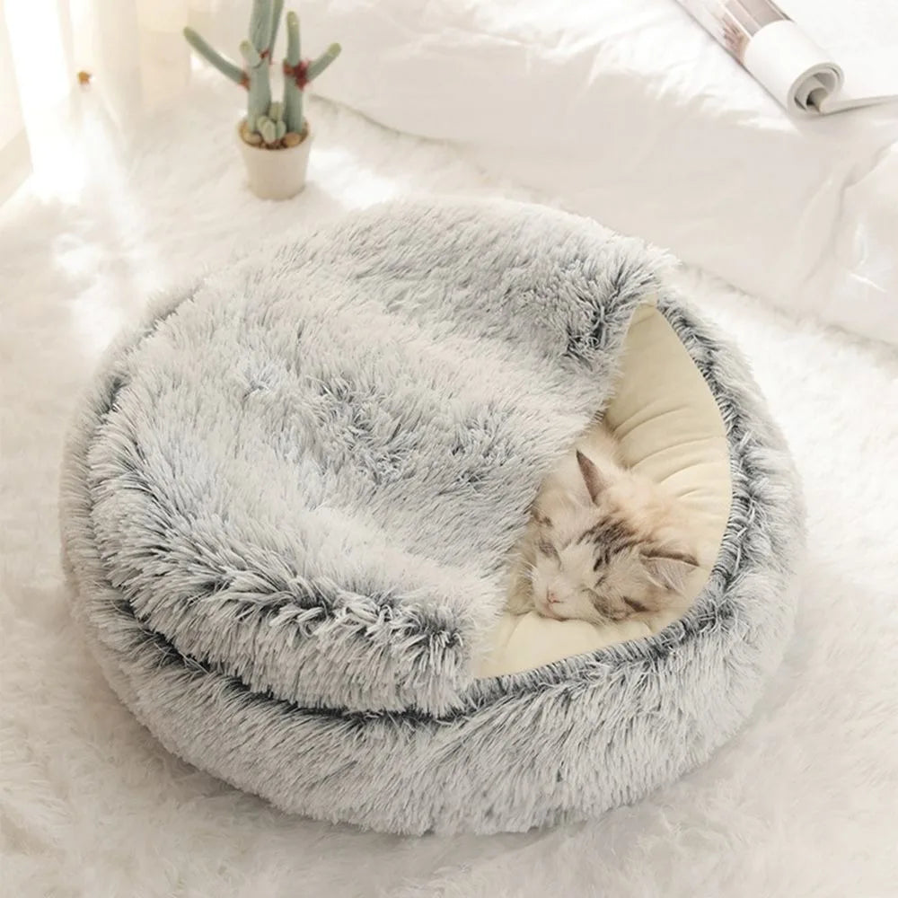 Enclosed Plush Cat Nest Bed